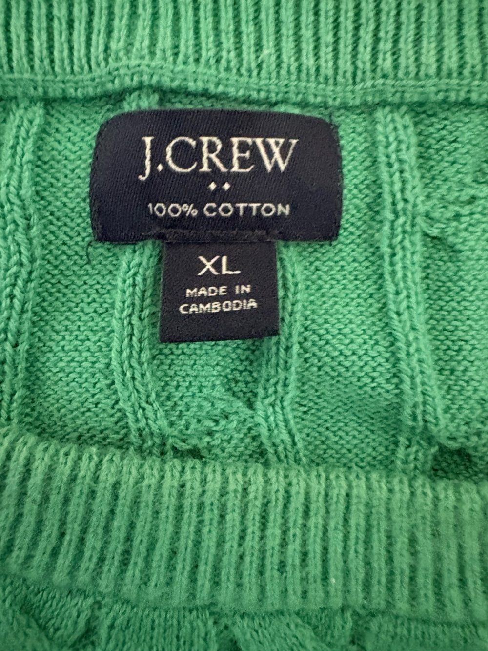 J. Crew Bright Green Cable Knit Sweater